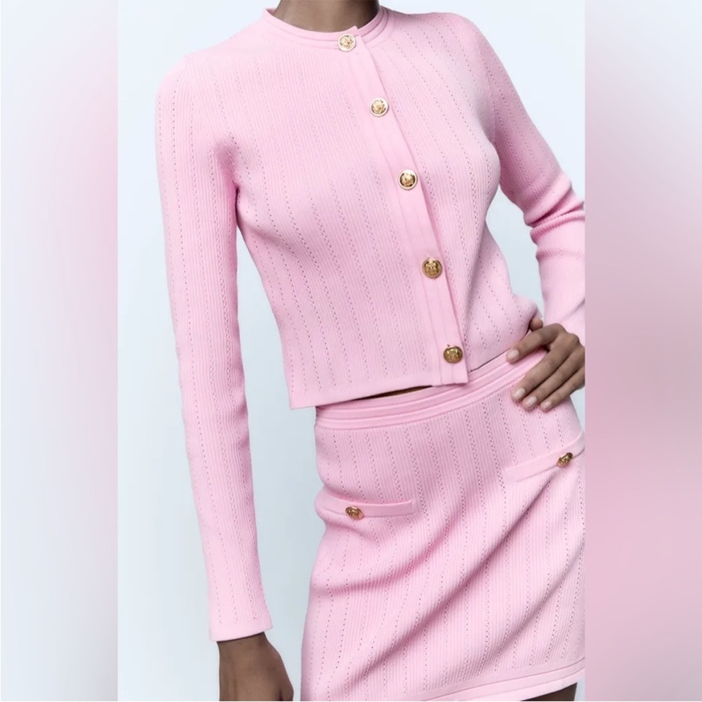 Zara Pink Cardigan with Gold Buttons - Picture 9 of 13